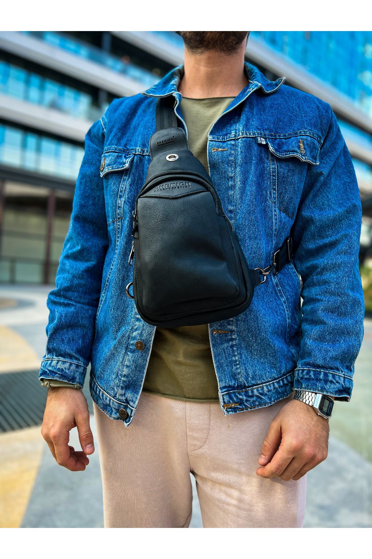CNT008 - Cilt Deri Erkek Omuz Çantası SIYAH
