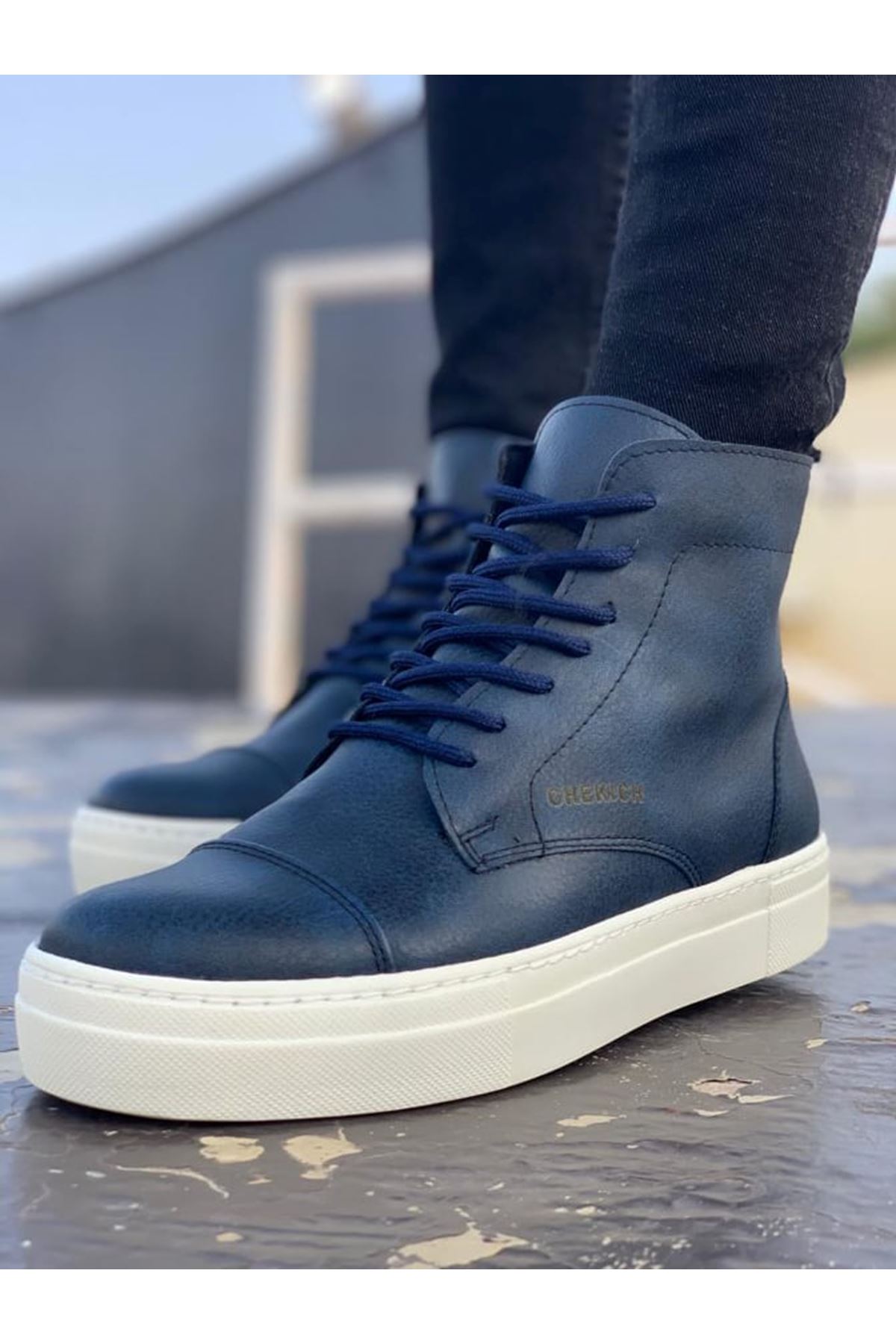 CH029 - CBT Vulcanized Lace Up Erkek Bot LACIVERT