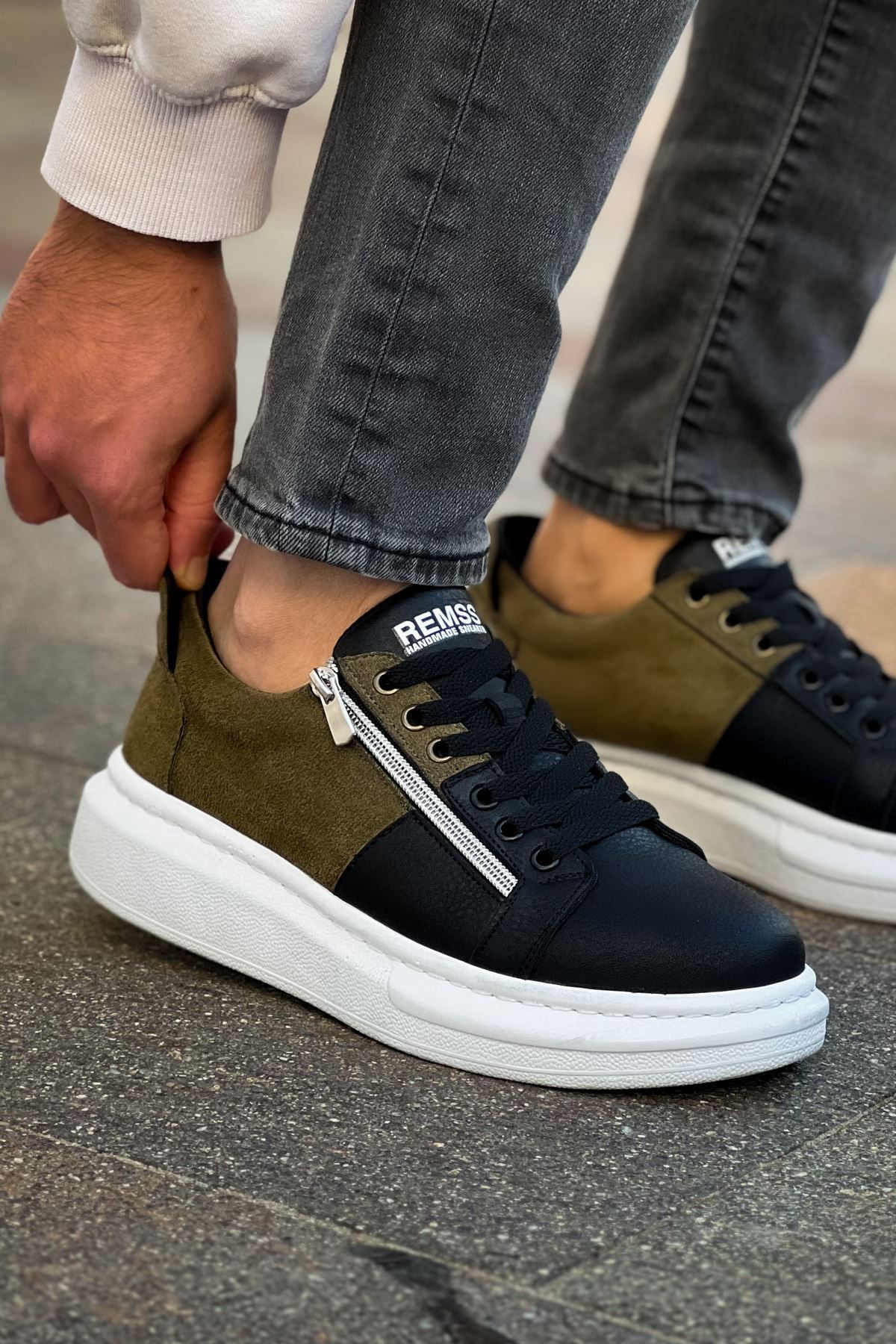 RS601 - Lüx Süet Erkek Ayakkabı SIYAH / HAKI