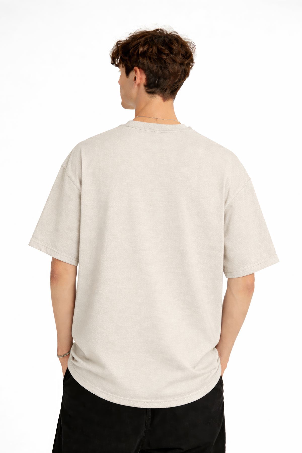 Blurry - Oversize Erkek Tişört BEJ