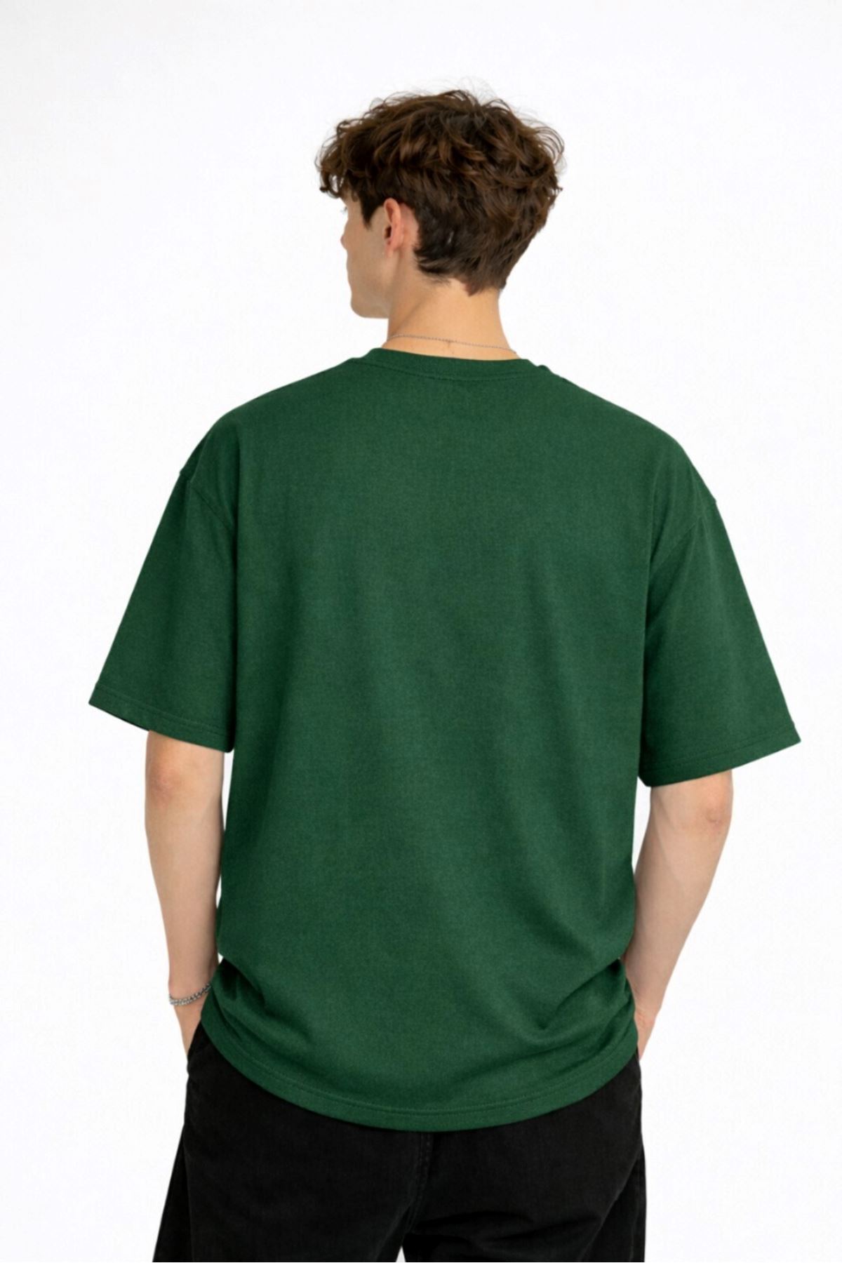 Boston - Baskılı Oversize Tişört HAKI