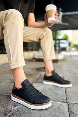 CH979 - Santoni GBT Spor Erkek Ayakkabı SIYAH/TABA