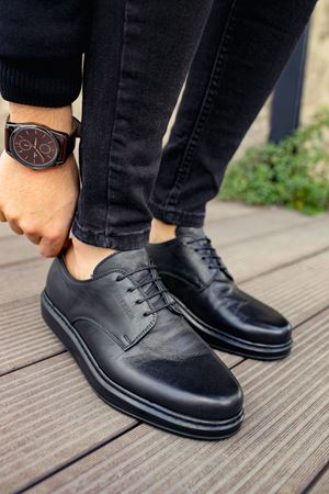 CH003 - DST Classica Pelle Di Cuoio Erkek Ayakkabı SIYAH