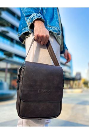 CNT009 - Cilt Deri Erkek Yan Omuz Çantası KAHVE