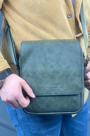 CNT009 - Cilt Deri Erkek Yan Omuz Çantası HAKI