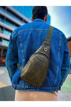 CNT008 - Cilt Deri Erkek Omuz Çantası HAKI