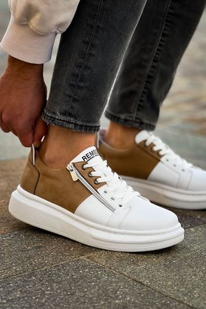 RS601 - Lüx Süet Erkek Ayakkabı Beyaz/Vızon