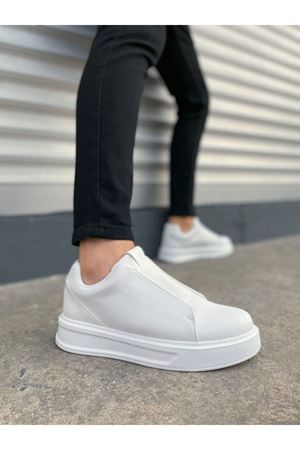 JY007 Alba Bağcıksız Cilt Erkek Günlük Sneaker Ayakkabı CBT Beyaz
