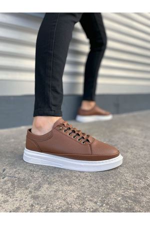 JY0535 Prime Bağcıklı Cilt Erkek Günlük Sneaker Ayakkabı CBT - Taba