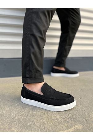 JY180 Estilo X Bağcıksız Süet Erkek Günlük Spor Klasik Ayakkabı SBT - Siyah