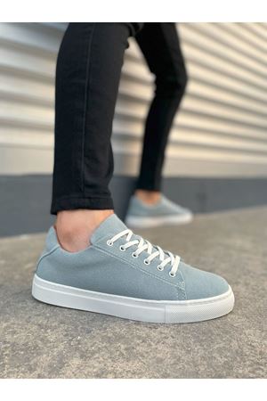 JY122 Mode Bağcıklı Süet Erkek Günlük Sneaker Ayakkabı SBT - Mavi