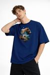 Bear2 - Oversize Tişört Koyu Mavi