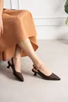 Kısa - Fındık Topuklu Kadın Ayakkabı 4 cm CİLT KAHVE