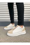 JY007 Alba Bağcıksız Süet Cilt Erkek Günlük Sneaker Ayakkabı SCBT Bej/Beyaz