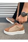 JY007 Alba Bağcıksız Süet Erkek Günlük Sneaker Ayakkabı SBT Taba/Vizon