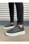 JY007 Alba Bağcıksız Cilt Erkek Günlük Sneaker Ayakkabı CBT Siyah