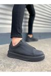 JY007 Alba Bağcıksız Cilt Erkek Günlük Sneaker Ayakkabı CST Siyah