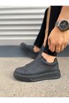 JY007 Alba Bağcıksız Cilt Erkek Günlük Sneaker Ayakkabı CST Siyah