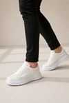 JY507 Dara Bağcıklı Cilt Erkek Günlük Sneaker Ayakkabı CBT Beyaz