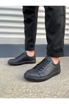 JY165 Elite Bağcıklı Cilt Erkek Günlük Sneaker Ayakkabı CST - Siyah