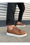 JY166 Prestige Bağcıklı Cilt Kapitone Desenli Erkek Günlük Sneaker Ayakkabı CBT - Taba