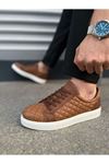 JY166 Prestige Bağcıklı Cilt Kapitone Desenli Erkek Günlük Sneaker Ayakkabı CBT - Taba