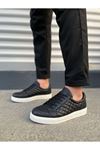 JY166 Prestige Bağcıklı Cilt Kapitone Desenli Erkek Günlük Sneaker Ayakkabı CBT - Siyah