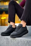 JY814 Axel Bağcıklı Cilt Erkek Günlük Sneaker Ayakkabı CST Siyah
