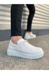 JY502 Bold Bağcıklı Cilt Erkek Günlük Sneaker Ayakkabı CBT - Beyaz