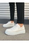 JY502 Bold Bağcıklı Cilt Erkek Günlük Sneaker Ayakkabı CBT - Beyaz
