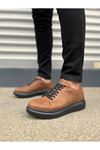 JY151 Boost Bağcıklı Cilt Erkek Günlük Sneaker Ayakkabı CST - Taba