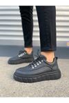 JY010 Cloud Bağcıklı Cilt Erkek Günlük Sneaker Ayakkabı CST - Siyah