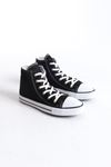 JY0423 AXE Bağcıklı Keten Kumaş Erkek Günlük Sneaker Ayakkabı KBT - Siyah