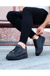 JY01 Bront Bağcıklı Cilt Delikli Erkek Günlük Sneaker Ayakkabı CST Siyah