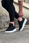 JY018 Dexo Erkek Günlük Bağcıklı Kot Kumaş Spor Sneaker Ayakkabı TBT - Siyah