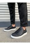 JY165 Elite Bağcıklı Cilt Erkek Günlük Sneaker Ayakkabı CBT - Siyah