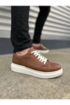 JY151 Boost Bağcıklı Cilt Erkek Günlük Sneaker Ayakkabı CBT - Taba