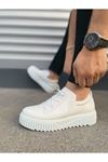 JY502 Bold Bağcıklı Cilt Erkek Günlük Sneaker Ayakkabı CBT - Beyaz
