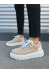 JY010 Cloud Bağcıklı Süet Erkek Günlük Sneaker Ayakkabı SBT - Krem/Beyaz