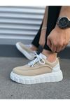 JY010 Cloud Bağcıklı Süet Erkek Günlük Sneaker Ayakkabı SBT - Krem/Beyaz