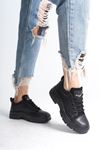 JANE Bağcıklı Ortopedik Taban Kadın Sneaker Spor Ayakkabı CST - Siyah