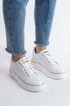 MINA Bağcıklı Ortopedik Taban Kadın Sneaker Spor Ayakkabı CBT - Beyaz/Altın