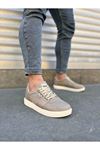 JY0118 REX Bağcıklı Keten Kumaş Erkek Günlük Sneaker Ayakkabı KKT - Bej