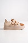 VALENCIA Bağcıksız Cırt Cırtlı Ortopedik Taban Kadın Sneaker Spor Ayakkabı CTT - Ten/Kahve