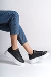 BIANA Bağcıklı Ortopedik Taban Kadın Sneaker Spor Ayakkabı CBT - Siyah